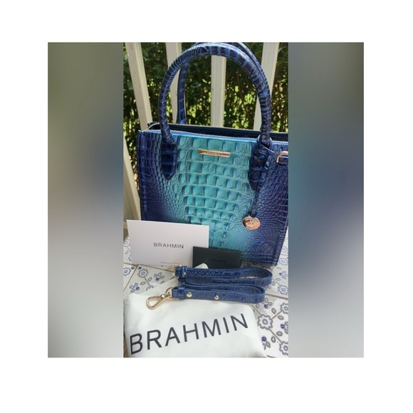 Brahmin Blue Woven Leather Tote - Picture 12 of 16